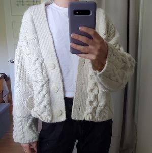 Zara cream knit cropped cardigan